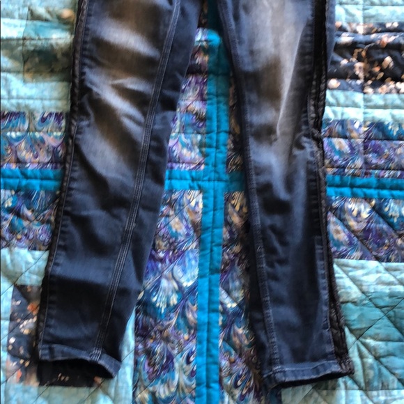 Free People Dark Wash Knee Fade Leather Pin Pant - Picture 5 of 8
